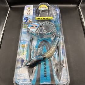 277270 U.s. Divers New Adult Snorkel Set Mask Fins And Travel Bag Blue Black