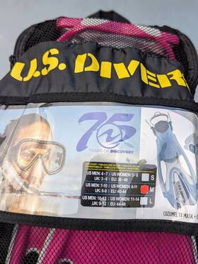 419280 U.s. Divers Medium Women 8-11 Pink Snorkel And Mask Set - Brand New With Bag
