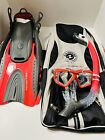 300928 U.s. Divers Premium Mask Snorkel Fins Set With Bag Lg Xl Pink Grey White