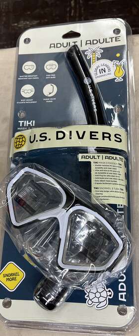 Psc3920109l U.s. Divers New Adult White/blk Tiki Swimming Mask Shatter Resistant - W Snorkel