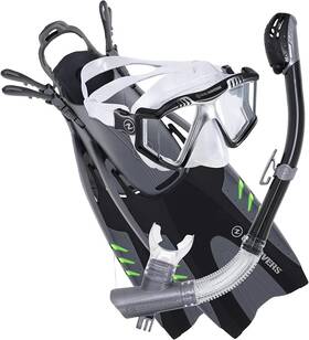 Sr239o0115sm U.s. Divers Set Lux Black/silver Small Men 4-7 Women 5.5-8.5