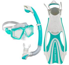 Sr2694396l U.s. Divers Sideview Ii Teal Snorkeling Set Fins Mask Snorkel Carry Travel Bag