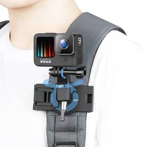 Uirwou 792332112789 Multi-function 360 Rotatable Base Backpack Strap Mount For Go Pro Black