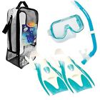 Upt-2414-m-cgr Tusa Sport Youth Mask Snorkel And Fins Travel Set Clear