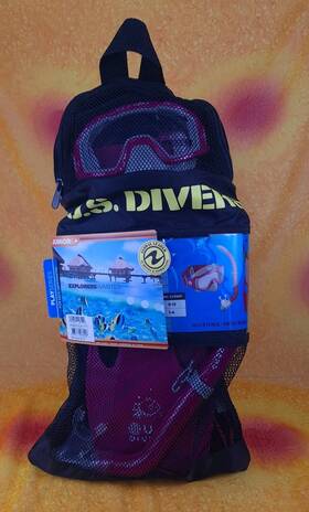 052722 Us Divers Junior Explorers Pink Snorkeling Goggles Snorkel Fins Size L/xl 1-4 052722 Us Divers Junior Explorers Pink Snorkeling Goggles Snorkel Fins Size L/xl 1-4