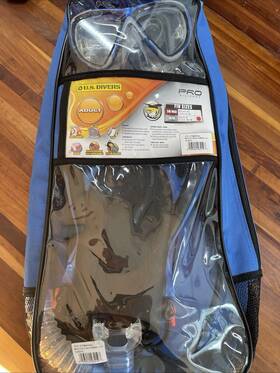 Us Divers 053242232197 New Pro Silicone Mask Snorkel And Fins Set With Carry Bag Lg/xl 24hr Ship