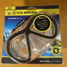 Us Divers 053242341721 New Explore Series Adult Rojo Silicone Mask Swim Goggles Black