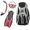253718 Us Divers Adult Sideview Mask Paradise Snorkel Hingeflex Fins Coral L Xl