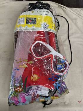 Sr3956109sm Us Divers Nwt Tiki Jr Mask Snorkel And Fins Set In Carry Bag Age 6 S/m 9-13 Kids