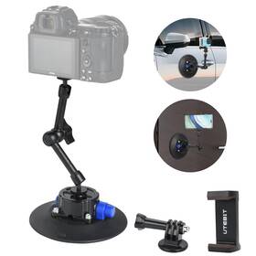 10211 Utebit 6 Inch /15.2cm Metal Camera Suction Cup Mount With 9 Magic Arm And Phone