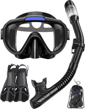 F60032 Vengreedo Snorkel Set With Fins For Adults - M/l/xl Us Size 8 13 Brand New