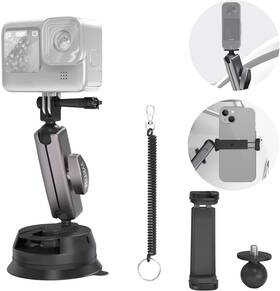 Ac-sc-01 Vvntvee Car Camera Mount For Go Pro Metal Suction Cup Silver Gray
