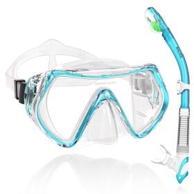 Wacool M1526lakeblue Professional Snorkeling Snorkel Diving Scuba Package Set With Anti-fog Coated