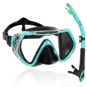 Wacool M2526malachitegreen Professional Snorkeling Snorkel Diving Scuba Package Set With Anti-fog Coated
