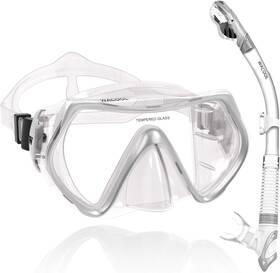 M2526silver Wacool Professional Snorkeling Snorkel Diving Scuba Package Set With Anti-fog