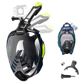 Wave 947897024525 Full Face Snorkel Diving With 180 Panoramic View Dual Airflow Breathing Te