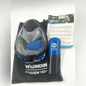 Wildhorn Outfitters 778988410998 Seaview 180 Full Face Snorkel Mask L/xl Black Blue Gopro Mount Vgc