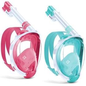 Wlgb-kids-2021 Wstoo Full Face Snorkel Mask Suitable Extra Small 2 Pack - White/pink White/green
