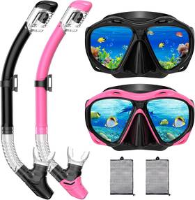 B4220 Wutrye Snorkeling Gear For Adults Dry Top Snorkel Mask Set Diving Scuba Swimmin