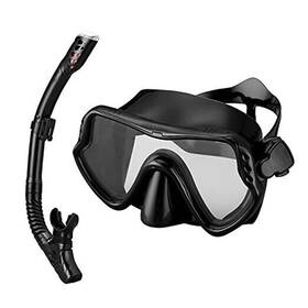 Xuyuandz 711181589719 Dry Snorkel Set For Women And Men Anti-fog Tempered Glass Scuba Diving Black