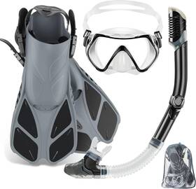 Zeeporte 313050089056 Mask Fin Snorkel Set Travel Size For Adults With Gear Bag And Dry Top