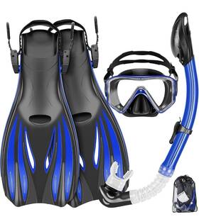 B0bvmbscyf Zeeporte Snorkeling Gear Mask Fins Snorkel Set Large Blue