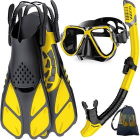 Zenoplige Ss32020ym Mask Fins Snorkel Set Snorkeling Gear For Adults Panoramic View A