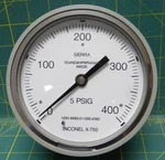 Sierra 1/2" Pressure Gauge 400 Psi Nsn: 6685-01-295-4392. Fixed Price $74.00.