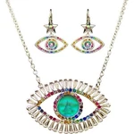 Kirks Folly Glass Seaview Moon Angel Eye Necklace & Earrings Sst Set #18. Fixed Price $80.00.