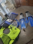 Us Divers Adult Explorer Snorkel Set Clipper Fins 9.5-11.5 Blue With Bag Bundle. Fixed Price $27.54.