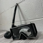 Vintage Aqua Lung Wrap Around Scuba Diving Mask Snorkel Tempered Glass Wide View. Fixed Price $56.00.
