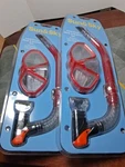 2 X Sun & Sky Adult Swim Mask Snorkel Set Blue Red Shatterproof New!. Fixed Price $17.95.