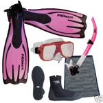 New Promate Scuba Dive Mask Snorkel Boots Fins Gear Set. Fixed Price $149.95.