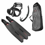 Seac Motus Tris Black Freediving Set W/ Long Fins, Mask, Jet Snorkel, Bag. Fixed Price $220.80.
