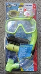 Aqua San Remo 5PC Green/yello Dive Set:mask,snorkel,goggles,floating CASE,BAG,7+. Fixed Price $17.00.