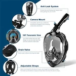 Zipoute Snorkel Mask Full Face Adult And Kids With Detachable Camera Mount Black. Fixed Price $39.28.