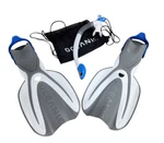 Oceanic Snorkeling Set Adjustable Adult Fins + Mesh Bag Small Medium. Fixed Price $7.99.