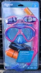 Aqua Portofino 5-PIECE Kids Pool Dive Set Mask Goggles Snorkel Case Pink 3+. Fixed Price $27.99.