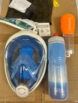 Tribord Subea Easybreath Face Snorkel Mask L/xl Blue/white New With Water Bottle. Fixed Price $34.99.