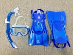 Preowned Reef Tourer Adult Single-window Mask, Snorkel And Fin Set. Fixed Price $12.99.