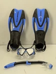 Us Divers Proflex Fins, Snorkel, Mask Lens 5-8 Scuba Set Swimming. Fixed Price $27.90.