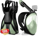 Odoland Full Face Snorkel Mask Adult Youth Camera Mount Fins. Fixed Price $64.99.