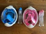 G2RISE Kids Full Face Snorkel Mask Set Pink & Blue Anti-fog, Dry Top, Bags. Fixed Price $14.99.