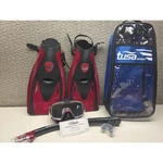 Tusa Sport Snorkeling Set Red Black Hyperdry Elite Mask Fins Large Bag. Fixed Price $25.00.