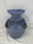 Vintage Murano Scavo Blue Glass Vase W Lion Head Masks Italian Art. Fixed Price $289.99.