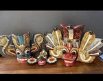 Vintage Hand Carved Signed Naga Raksha Masks Set Of 3. Fixed Price $195.00.