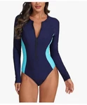 Womens Long Sleeve Rash Guard Surf Swimsuit One Piece Zip Up Padded Bathing. Fixed Price $24.99.
