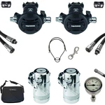 SF-1: Apeks Xtx 50 Dual Unit Set Rubber Black Hd Spg 0-300 Bar. Fixed Price $1393.96.