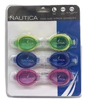 3 Pack Youth Adjustable Swimming Goggles Nautica (green, Blue, Pink). Fixed Price $11.30.