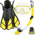 Zeeporte Mask Fin Snorkel Set, Small/medium Size - Black/yellow Free Shipping. Fixed Price $31.23.